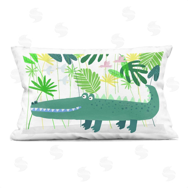 stupell industries Carla Daly | Crocodile Jungle & Leaves Throw Pillow