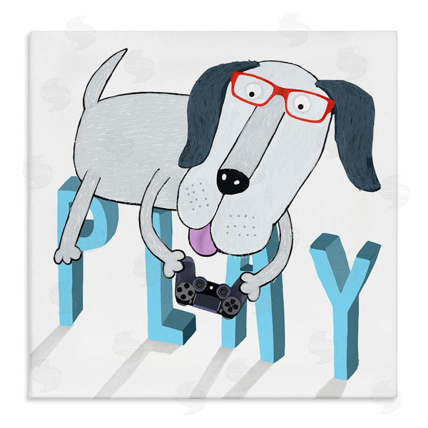 stupell industries Carla Daly | Dog Playing Video Games Wall Art