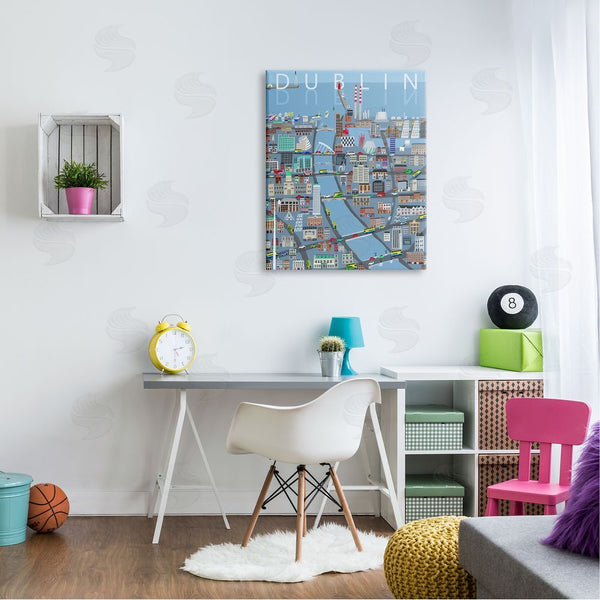Stupell Industries Carla Daly | Dublin Coastal City Map Bridges Buildings Design Wall Art
