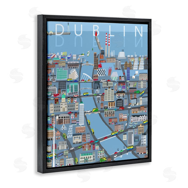 Stupell Industries Carla Daly | Dublin Coastal City Map Bridges Buildings Design Wall Art