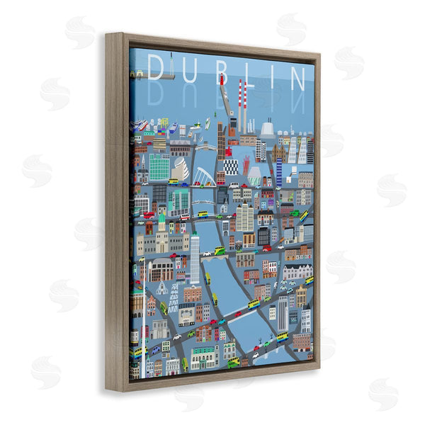 Stupell Industries Carla Daly | Dublin Coastal City Map Bridges Buildings Design Wall Art