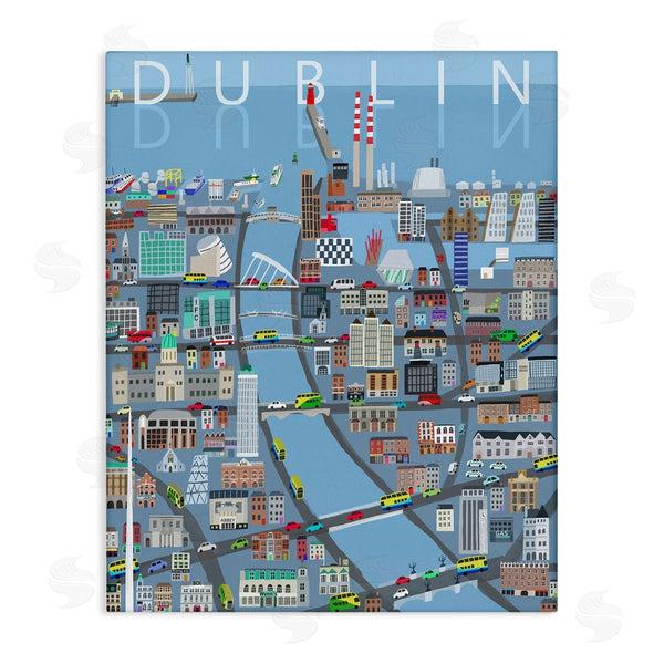 stupell industries Carla Daly | Dublin Coastal City Map Bridges Buildings Design Wall Art