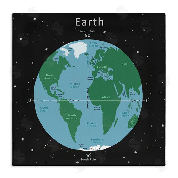 stupell industries Carla Daly | Earth Equator Prime Meridian Map Diagram Globe Wall Art