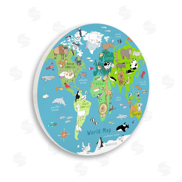 stupell industries Carla Daly | Educational World Map with Animals Wall Art
