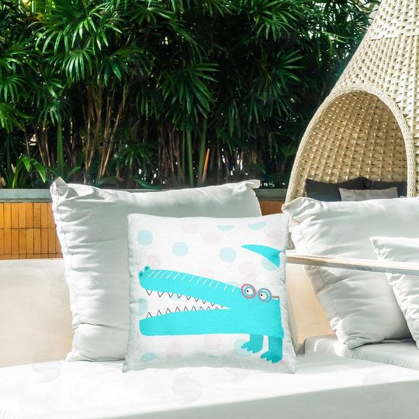 Stupell Industries Carla Daly | Electric Blue Crocodile Throw Pillow