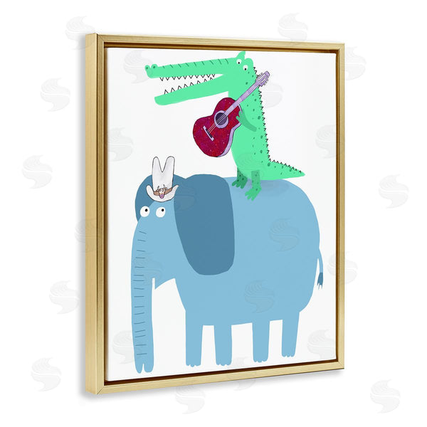 Stupell Industries Carla Daly | Elephant & Alligator With Acoustic Guitar