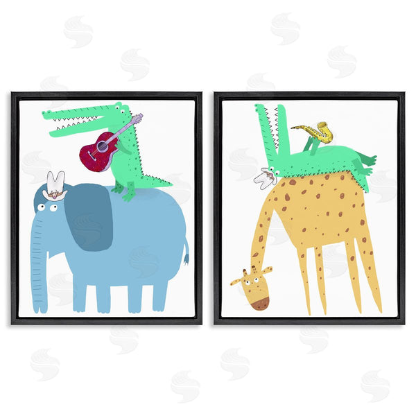 Stupell Industries Carla Daly | Elephant & Alligator With Acoustic Guitar