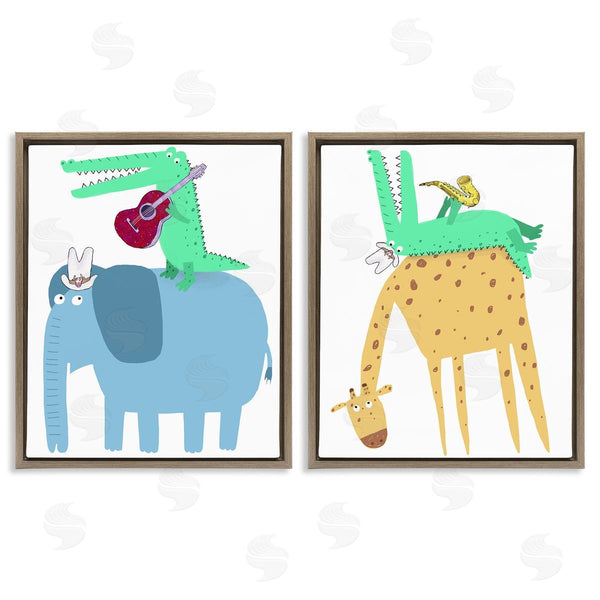 Stupell Industries Carla Daly | Elephant & Alligator With Acoustic Guitar