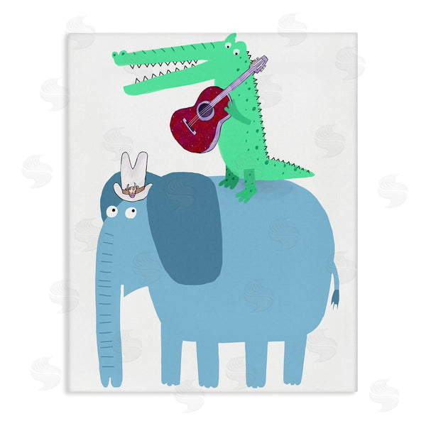 stupell industries Carla Daly | Elephant & Alligator with Acoustic Guitar