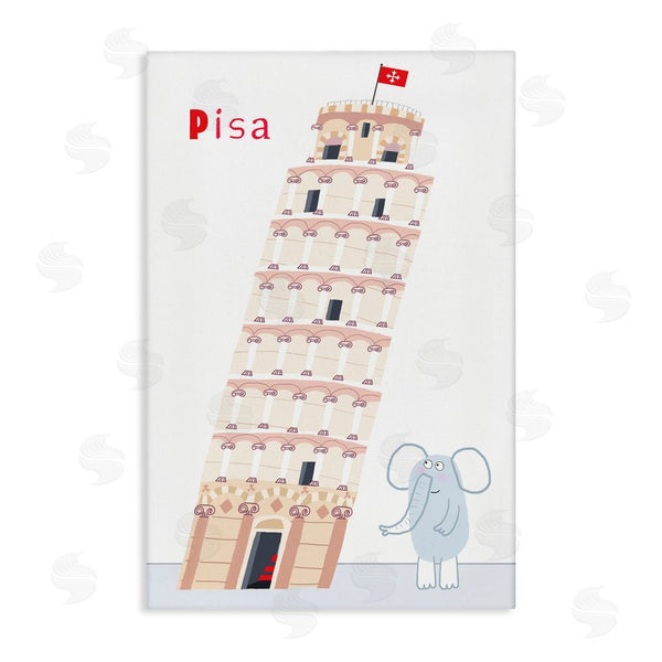stupell industries Carla Daly | Elephant & Leaning Tower Pisa Wall Art