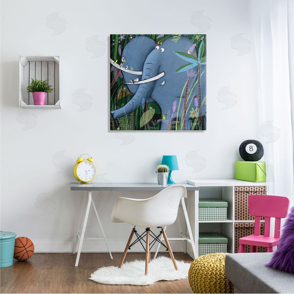 Stupell Industries Carla Daly | Elephant Safari Illustration Children's Tropical Jungle Animal Wall Art
