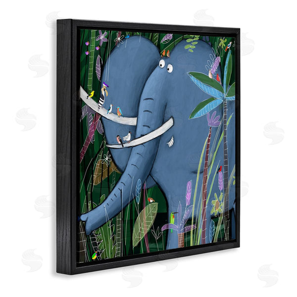 Stupell Industries Carla Daly | Elephant Safari Illustration Children's Tropical Jungle Animal Wall Art