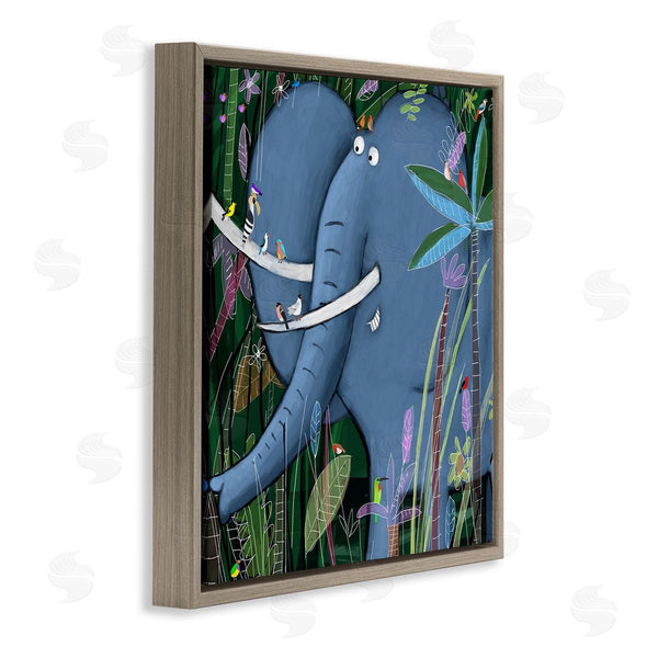 Stupell Industries Carla Daly | Elephant Safari Illustration Children's Tropical Jungle Animal Wall Art