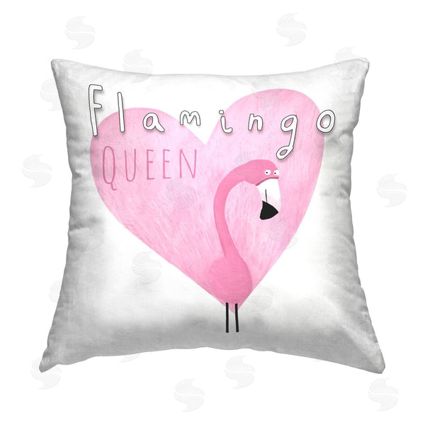 stupell industries Carla Daly | Flamingo Queen Phrase Printed Throw Pillow