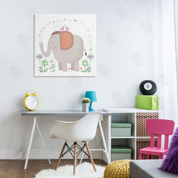 Stupell Industries Carla Daly | Floral Baby Elephant Illustration