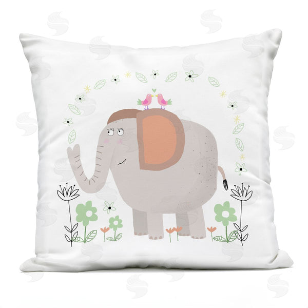 Stupell Industries Carla Daly | Floral Baby Elephant Illustration Printed Throw Pillow