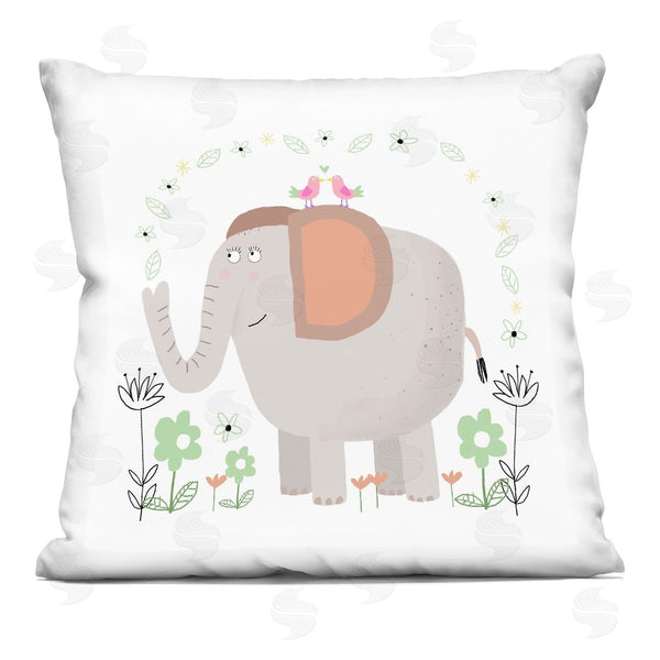 stupell industries Carla Daly | Floral Baby Elephant Illustration Printed Throw Pillow
