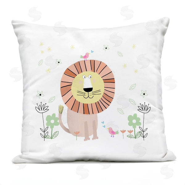 Stupell Industries Carla Daly | Floral Baby Lion Illustration Printed Throw Pillow