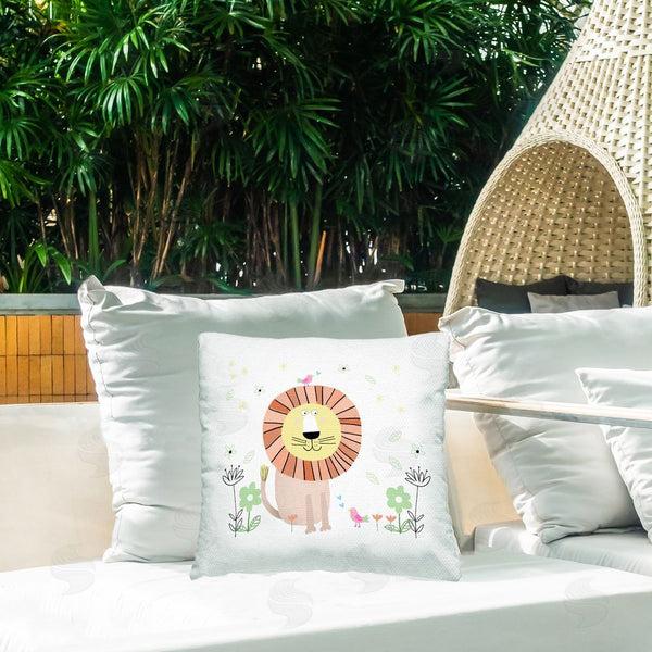 Stupell Industries Carla Daly | Floral Baby Lion Illustration Printed Throw Pillow