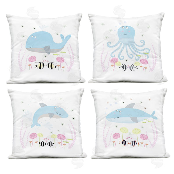 Stupell Industries Carla Daly | Floral Baby Sea Creatures Printed Throw Pillow Set