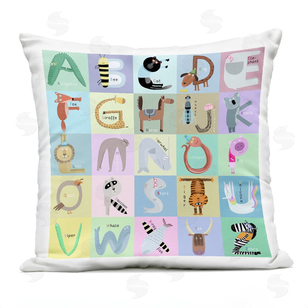 Stupell Industries Carla Daly | Fun Animals Educational Letters Printed Throw Pillow
