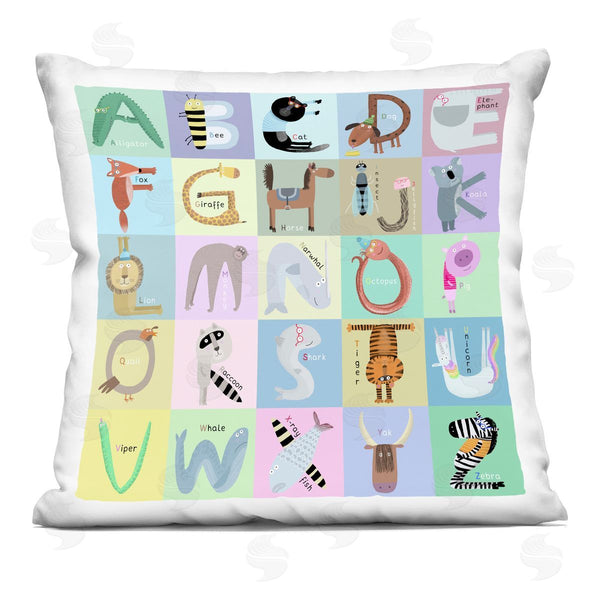 stupell industries Carla Daly | Fun Animals Educational Letters Printed Throw Pillow