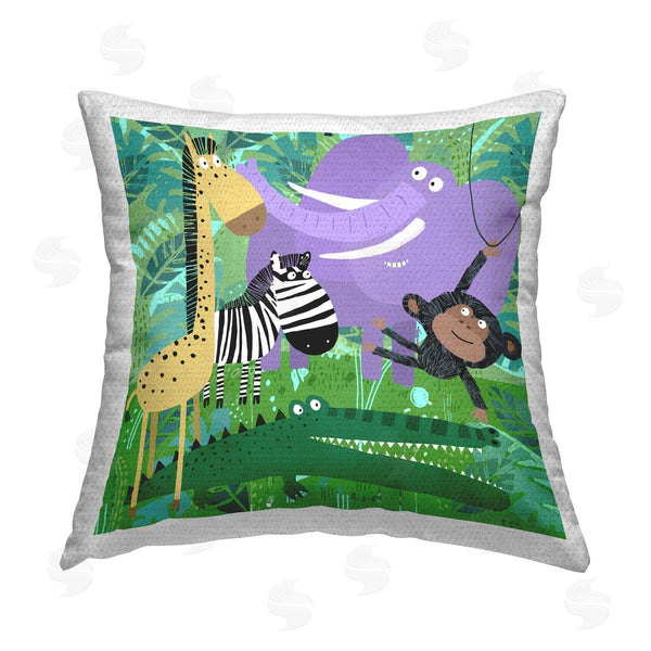 Stupell Industries Carla Daly | Fun Jungle Animals Printed Throw Pillow
