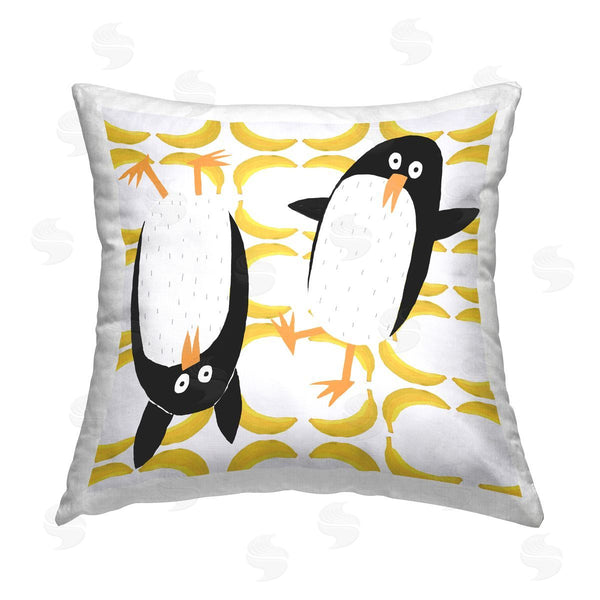 stupell industries Carla Daly | Fun Penguins & Bananas Printed Throw Pillow
