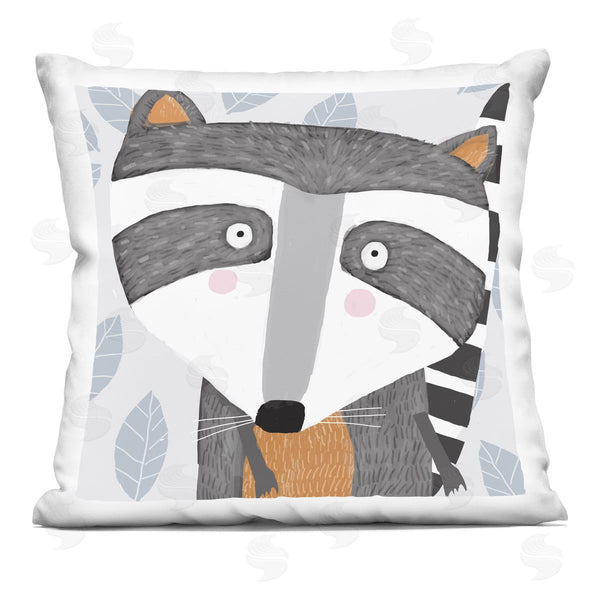 stupell industries Carla Daly | Fun Raccoon Leaf Pattern Printed Throw Pillow