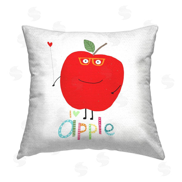 Stupell Industries Carla Daly | Fun Smiling Apple Printed Throw Pillow