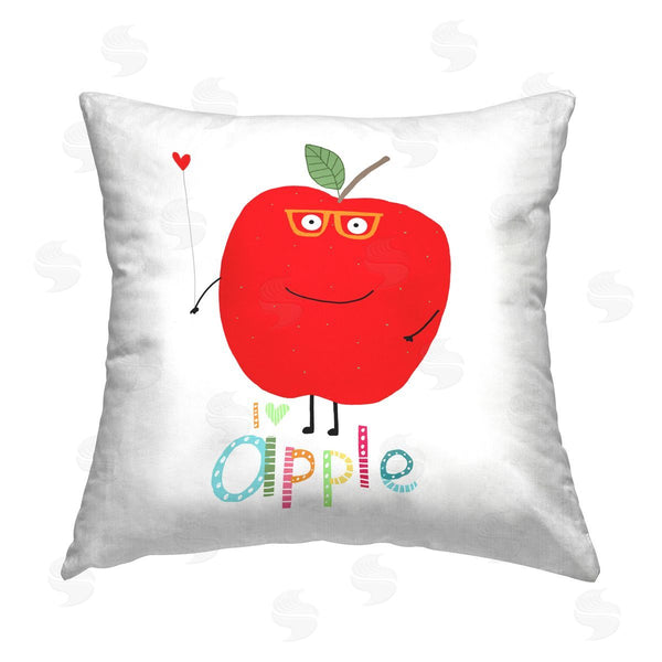stupell industries Carla Daly | Fun Smiling Apple Printed Throw Pillow
