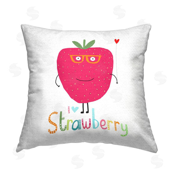 Stupell Industries Carla Daly | Fun Smiling Strawberry Printed Throw Pillow