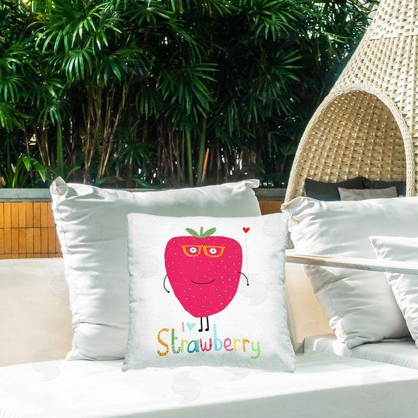 Stupell Industries Carla Daly | Fun Smiling Strawberry Printed Throw Pillow