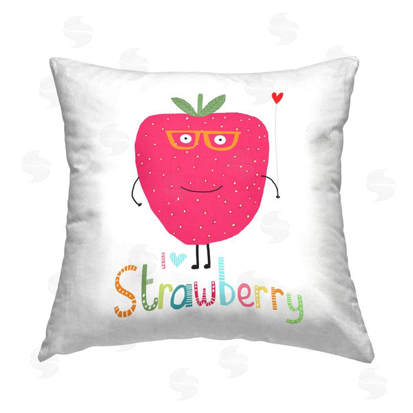 stupell industries Carla Daly | Fun Smiling Strawberry Printed Throw Pillow
