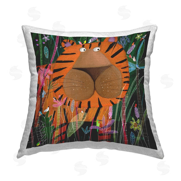 Stupell Industries Carla Daly | Fun Tiger Forest Vegetation Nature Printed Throw Pillow
