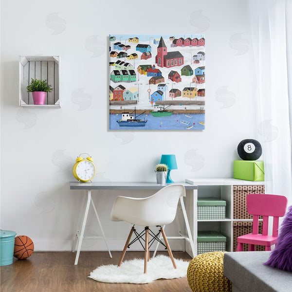 Stupell Industries Carla Daly | Greenland Winter Harbor Cityscape Snowy Landscape Wall Art