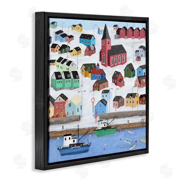 Stupell Industries Carla Daly | Greenland Winter Harbor Cityscape Snowy Landscape Wall Art