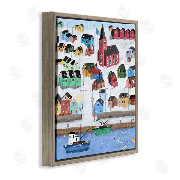 Stupell Industries Carla Daly | Greenland Winter Harbor Cityscape Snowy Landscape Wall Art