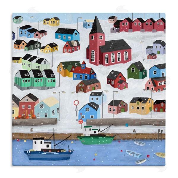 stupell industries Carla Daly | Greenland Winter Harbor Cityscape Snowy Landscape Wall Art