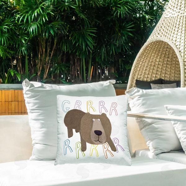 Stupell Industries Carla Daly | Grrrr Bear Roar Phrase Printed Throw Pillow