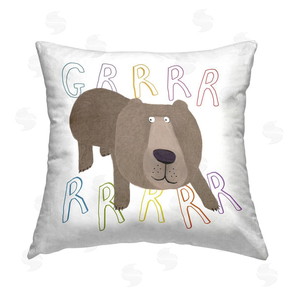 stupell industries Carla Daly | Grrrr Bear Roar Phrase Printed Throw Pillow