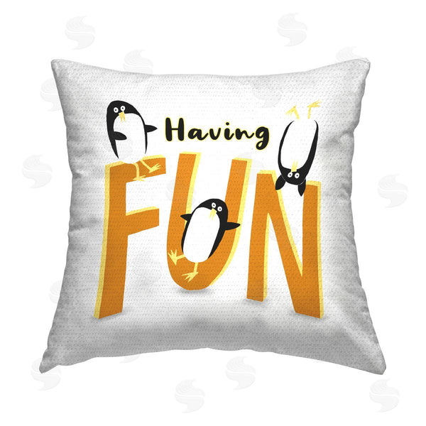 Stupell Industries Carla Daly | Having Fun Penguins Printed Throw Pillow