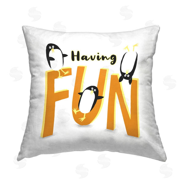 stupell industries Carla Daly | Having Fun Penguins Printed Throw Pillow