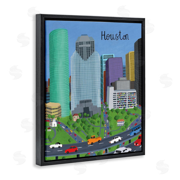 Stupell Industries Carla Daly | Houston Texas City Skyline Architecture Highway Cars Wall Art