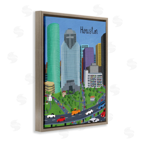 Stupell Industries Carla Daly | Houston Texas City Skyline Architecture Highway Cars Wall Art