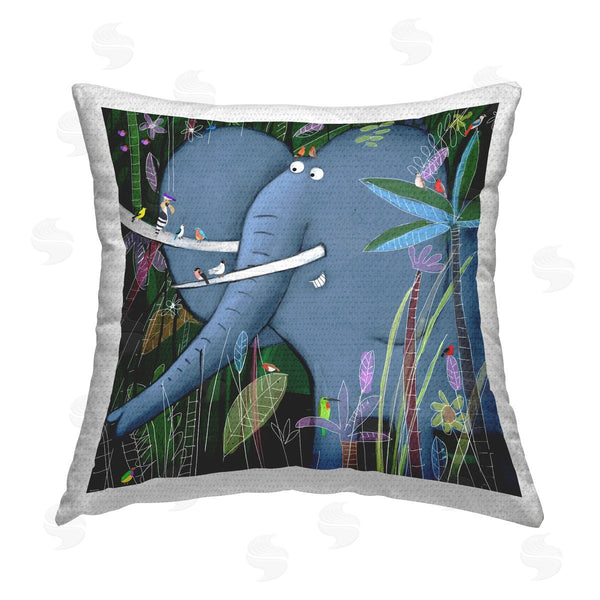 Stupell Industries Carla Daly | Jungle Nature Elephant & Birds Printed Throw Pillow