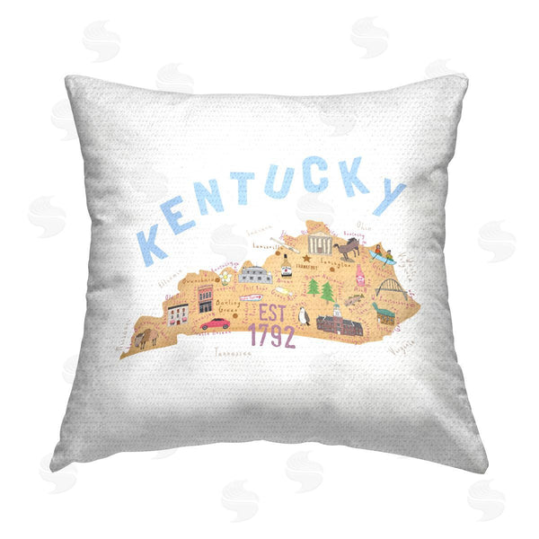 Stupell Industries Carla Daly | Kentucky State Landmarks Map Printed Throw Pillow