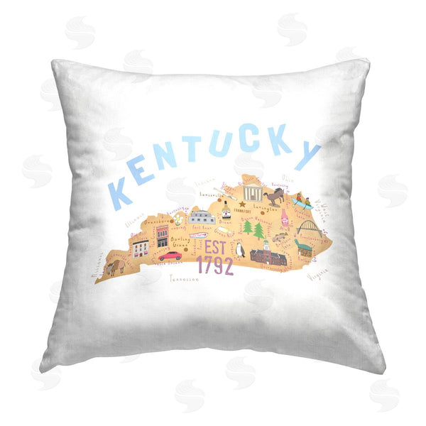 Stupell Industries Carla Daly | Kentucky State Landmarks Map Printed Throw Pillow