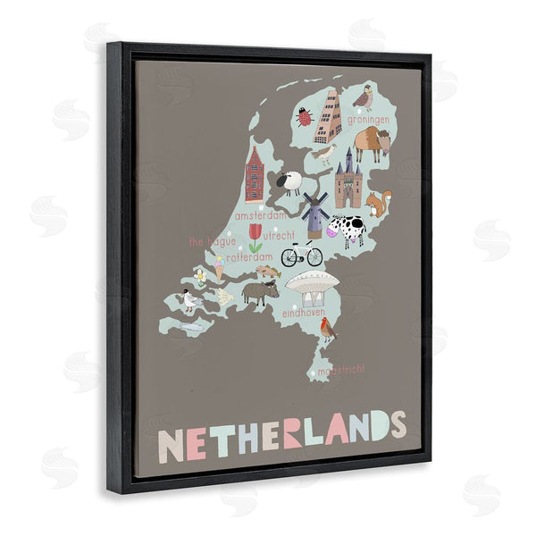 Stupell Industries Carla Daly | Kid's Map Of Netherlands Wall Art