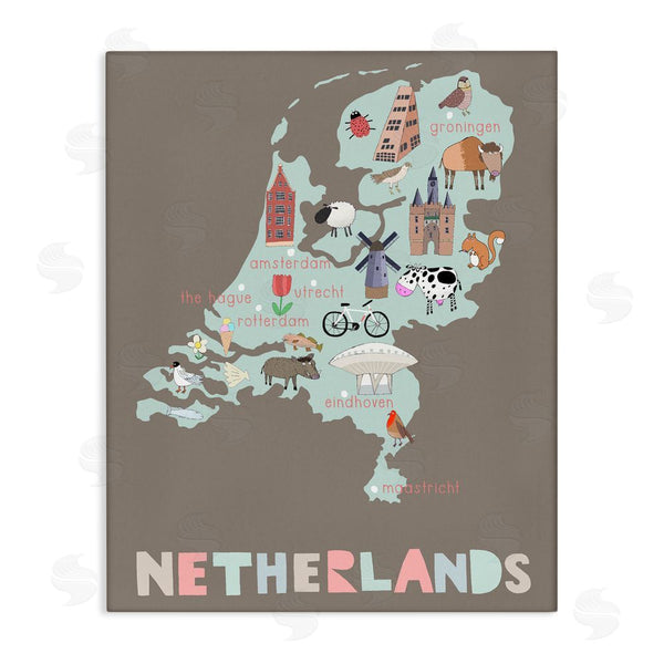 stupell industries Carla Daly | Kid's Map of Netherlands Wall Art